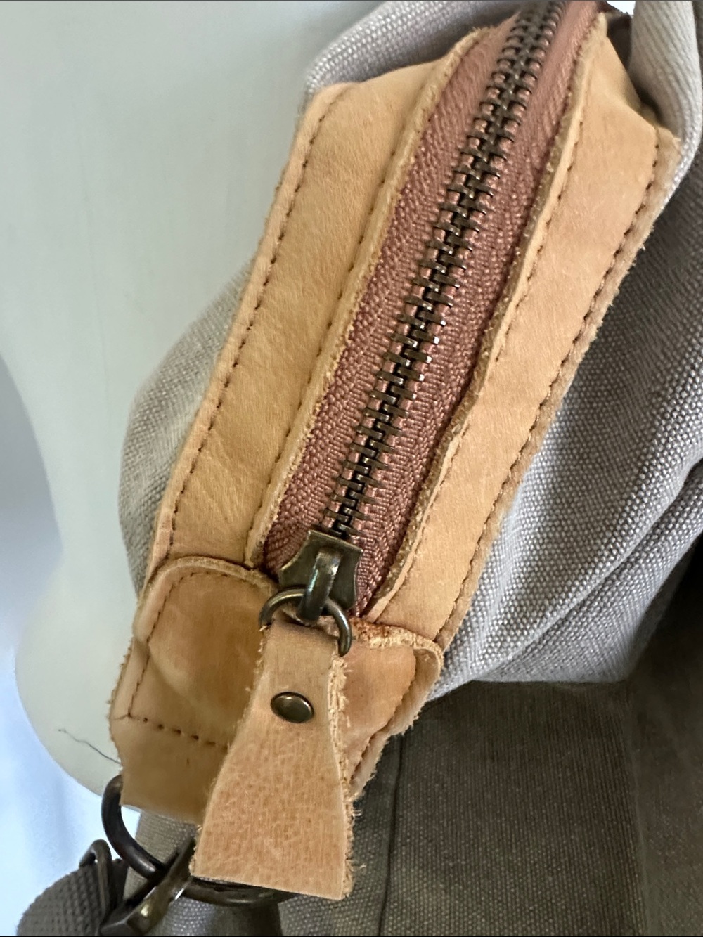 Hearth & Hand Tan Canvas & Leather Carry-on Bag - Picture 3 of 9